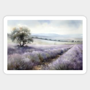 Watercolour Lavender Field Sticker